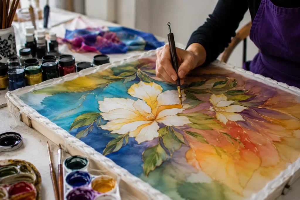 Curso de pintura sobre seda